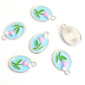 Enamel Tulip Oval Jewelry Components For DIY Earrings And Bracelets Charms view 7
