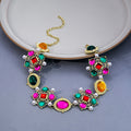 Multicolor Ornate Necklace and Stud Earring Jewelry Set view 4