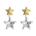 Two-Tone Matte Gold Silver Liquid Star Drop Earrings view 5