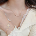 Gold Butterfly Pearl Necklace and Zircon Butterfly Bracelet view 2