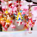 Jeweled Flower Fairy Keychains in Pink Blue Yellow and Mixed Colors view 1