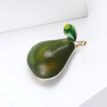 Glossy Green Enamel Pear Brooch with Leaf Accent Clothing Pin view 3