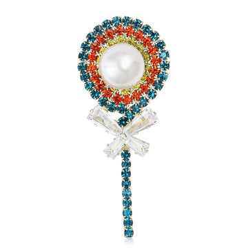 Crystal Lollipop Brooch With Decorative Crystal And Enamel Details