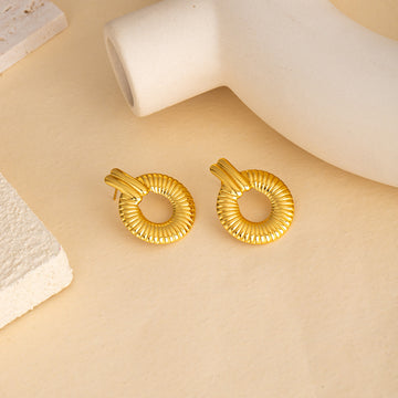 Gold Tone Sculptural Hoop Stud Earrings in Twelve Designs