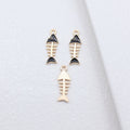 Cat and Fishbone Enamel Charms in White and Black Colorways view 3