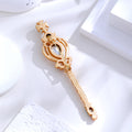 Red Gold Tone Magic Wand Crystal Metal Brooch Pin for Jackets and Lapels view 5