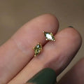 Green Marquise Solitaire Stud Earrings In Gold And Silver Tones view 1