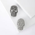 Pave Rhinestone Skull Brooch Pin Silver Black 2 Colors view 1