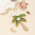 Green Beaded Palm Tree Charm Pendant With Pearl Coconuts view 4