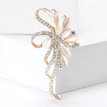 Shell Effect Leaf Cluster Brooch With Crystal Ribbon Loops view 1