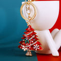 Jeweled Christmas Tree Keychains in Red Green and Yellow view 6