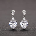 Silver Tone Heart Drop Earrings Pink Yellow Clear Colors view 8