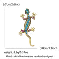 Gold Tone Lizard Brooch Blue Pink Rhinestone Spine view 5