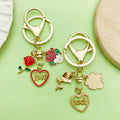 Flower Charm Keychains Featuring Red Heart Across 43 Pictured Variations view 2