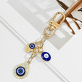 Blue Evil Eye Keychain With Rhinestone Teardrop And Hamsa Hand view 6