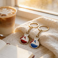 H2o Flask Chemistry Enamel Key Ring Blue Or Red Metal Charm view 4