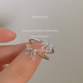 Clear Stone Bow Open Rings In Silver And Gold Tone view 4