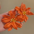 Layered Acrylic Flower Stud Earrings in White and Orange view 7