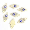 Rhinestone Hamsa Hand Evil Eye Connectors in 12 Styles view 6