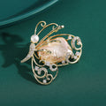 Openwork Butterfly Brooch With Shell Center And Pearl Accents view 4