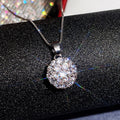 Silver Tone Round Floral Cluster Pendant Necklace Polished Jewelry view 3
