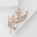 Pearl Floral Spray Brooch With Faceted Crystals And Polished Metal Details view 3