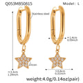 Gold Star Zircon Drop Hoop Earrings Smooth Twist Pavé Styles view 12