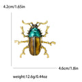 Gold-Tone Green Beetle Enamel Brooch Decorative Lapel Pin view 6