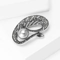Antique Silver Abstract Loop Brooch With Gray Pearl view 3