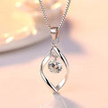 Silver Tone Twisted Teardrop Necklace With Clear Round Stone view 1