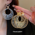 Openwork Fan Hoop Drop Earrings For Women Jewelry Style view 2