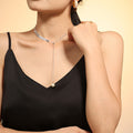Wheat Leaf Y Lariat Necklace Glue Bead Pearl Titanium Steel view 3