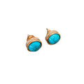 Turquoise Blue Oval Stone Look Stud Earrings With Decorative Metal Details view 5