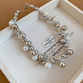 Mixed Pearl and Metal Bead Necklaces in Three Tones view 8