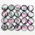 Round Black Shell-Pattern Cabochons with Pink Green Swirls view 3