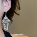 Crystal Beaded Chandelier Chain Fringe Hook Earrings view 3