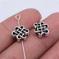 10x5mm 1.3g Antique Silver Zinc Alloy Chinese Knot Small Hole Spacer Beads for Bracelet Making
