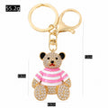 Rhinestone Striped Sweater Bear Keychain Gold Metal Charm view 2