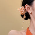 Fabric Flower Pearl Chain Duckbill Hair Clips Three Colors view 4