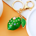 Jeweled Lemon Keychains in Yellow Green and Heart Cord Loop Options view 6