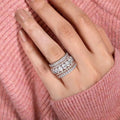 Two-Tone Wide Band Ring With Baguette and Round Clear Stones view 3