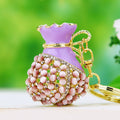 Jeweled Fortune Bag Keychains in Pink Blue Purple and Custom Order Option view 1