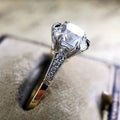 Two-Tone Gold Band Clear Oval Stone Prong Ring Sizes 6-10 view 3