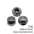 Antique Silver Basketball Pattern Large Hole Metal Bead view 3