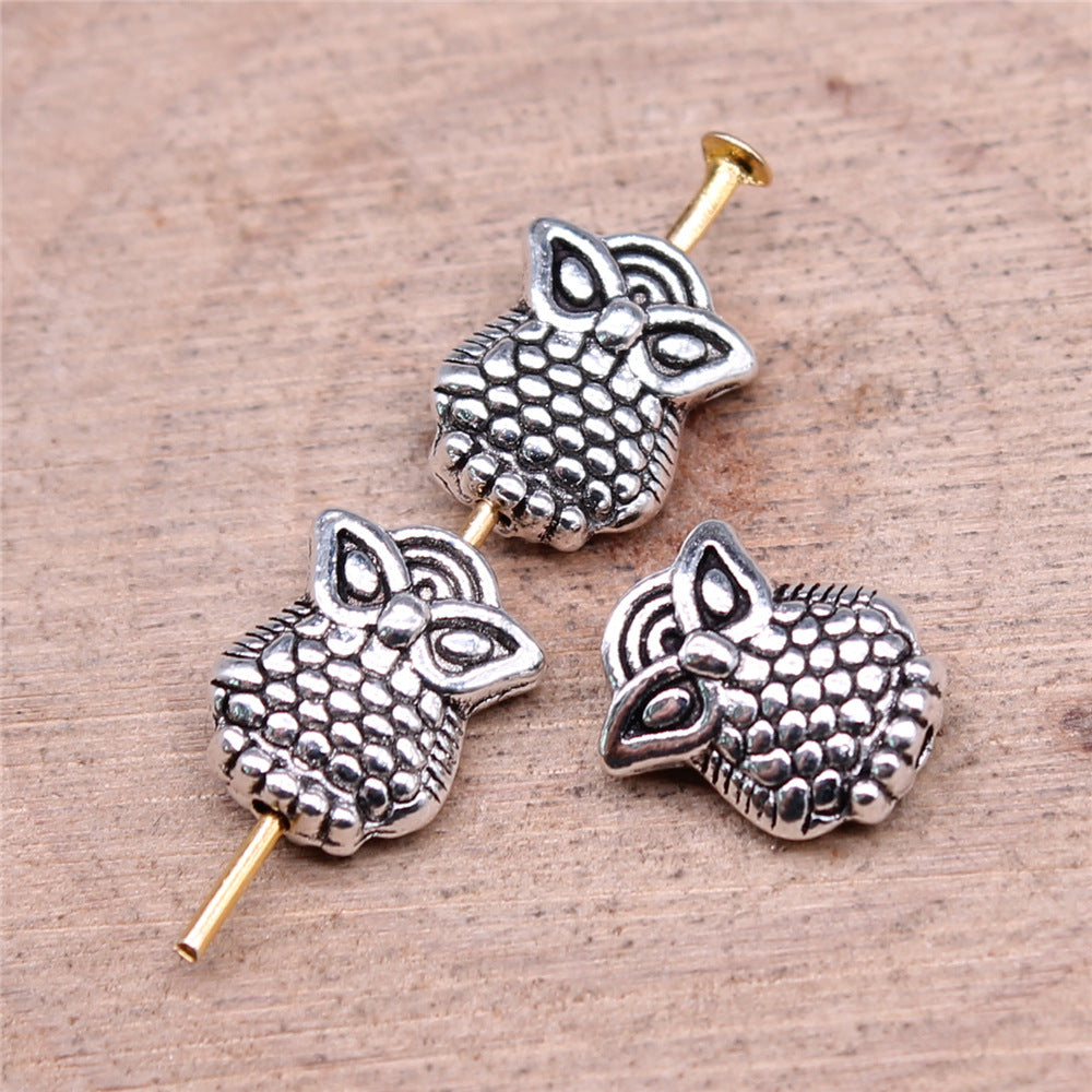 10x8mm 0.88g Antique Silver Zinc Alloy Owl Loose Metal Cat Beads for DIY Bracelet Jewelry Making