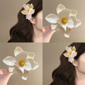 Large Artificial Plumeria Duckbill Hair Clip In Pink Or White view 3