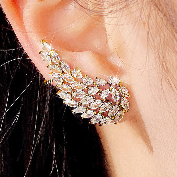 Marquise Leaf Wing Stud Earrings In Gold And Silver Tones