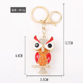 Red Enamel Owl Keychain Orange Beads Gold Branch Charm view 4