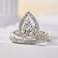 White Gold Tone Pear Halo Crystal Wrap Band Ring Sizes 6-10 view 2