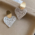 Gold And Silver Tone Filigree Heart Drop Earrings With Polished Metal Details view 6